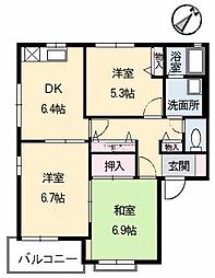 プリムリジェールA 3DKの間取図画像