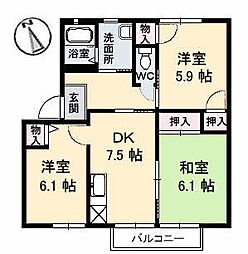 マーガレットハウエル31A 3DKの間取図画像