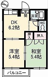 センターストリームB 2DKの間取図画像