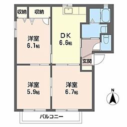 サニーズ福庭2A 3DKの間取図画像