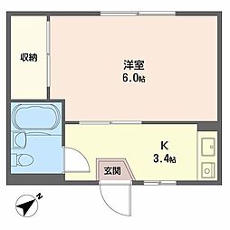 フレグランスレイC 1Kの間取図画像