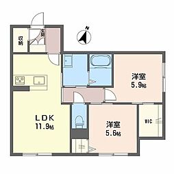 Noce堂形 2LDKの間取図画像