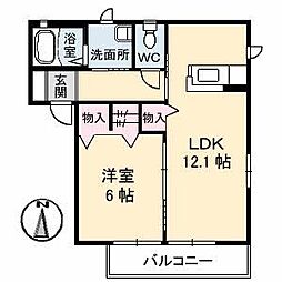 メイプルガーデンA 1LDKの間取図画像
