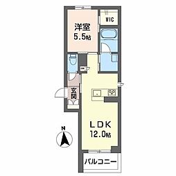 チェルシー 西津田 East 1LDKの間取図画像