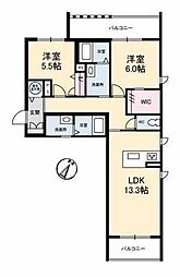 ル・シエール 2LDKの間取図画像