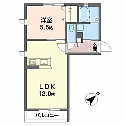 メロディハートC 1LDKの間取図画像