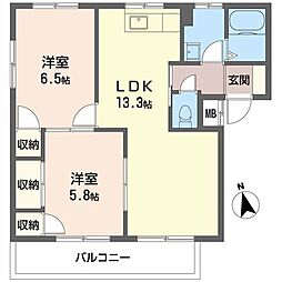 フローレンス明日香 2LDKの間取図画像