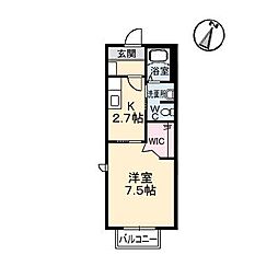 シャーメゾン長江 A0202 2階1Kの間取り