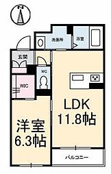 グランマスト南手城 3階1LDKの間取り