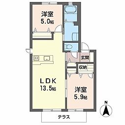 虹A 2LDKの間取図画像