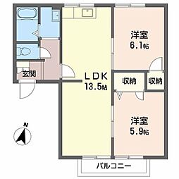 イーストパークサカモトA 2LDKの間取図画像
