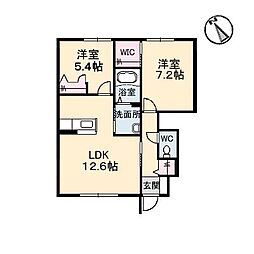 シャーメゾン水呑2 2LDKの間取図画像