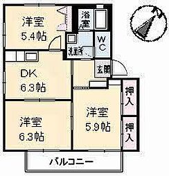 メゾンラフィネB 3DKの間取図画像