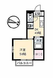 メゾンアメニティー槙原A 1DKの間取図画像