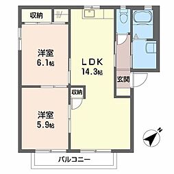 グリーン・ヴィラージュA 2LDKの間取図画像