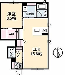 AzulwisteriaA 1LDKの間取図画像