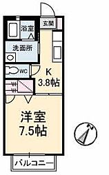 ドミール多治米a 1Kの間取図画像