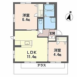 RiverCourt2 2LDKの間取図画像