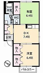 ツインピアA 2DKの間取図画像