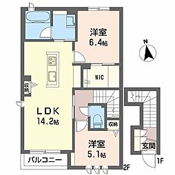 AzulwisteriaA 2LDKの間取図画像