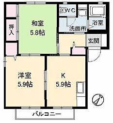 リーデンハイツ 2Kの間取図画像