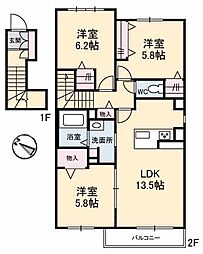 セレナガーデンA 3LDKの間取図画像