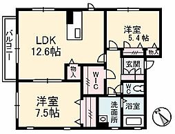 ウエストウッド 2LDKの間取図画像