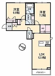 ファミール船越南 2LDKの間取図画像