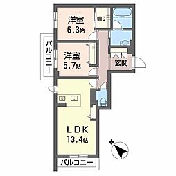 BEREORYUO 2LDKの間取図画像