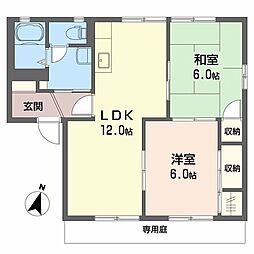 カーサ風早 2LDKの間取図画像