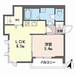コートヤード 1LDKの間取図画像