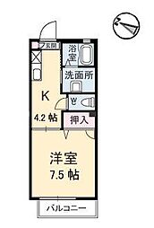エスペランサ 1Kの間取図画像