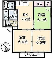 メゾン・ド・エスポワール　Ａ棟 A0202 2階3DKの間取り