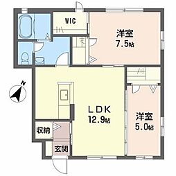 グレースヒルズB 2LDKの間取図画像