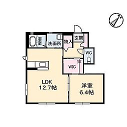 ピュアハーモニー　Ａ棟 A0101 1階1LDKの間取り