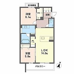 Balloonflower North 2LDKの間取図画像