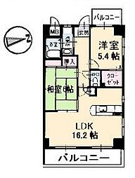なかすじ壱番館 2LDKの間取図画像