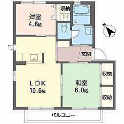 ジュネピース 2LDKの間取図画像