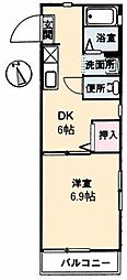 シャルムM 1DKの間取図画像
