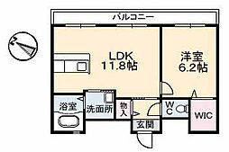 C.C.コート五日市駅前 1LDKの間取図画像