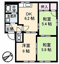 フレグランスKMC 3DKの間取図画像