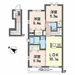 グランマスト春日野通りB 3LDKの間取図画像