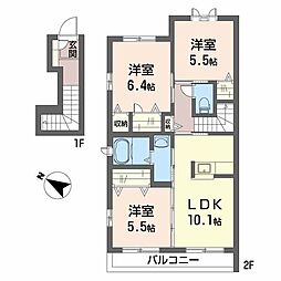 グランマスト春日野通りB 3LDKの間取図画像