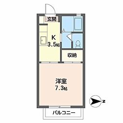 セフィラSSK・A 1Kの間取図画像