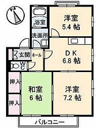 ディアス戸坂新町B棟 3DKの間取図画像