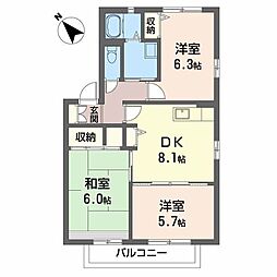 ディアスタナカC 3DKの間取図画像
