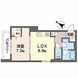 カトルレーヴ 1LDKの間取図画像