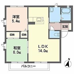 ボンヌメゾンB棟 2LDKの間取図画像