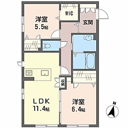 ラ・スリーズガーデンC 2LDKの間取図画像