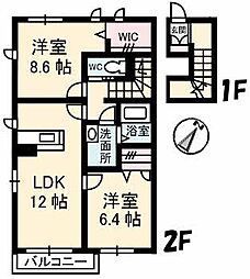 シーブリーズ美の里 2LDKの間取図画像